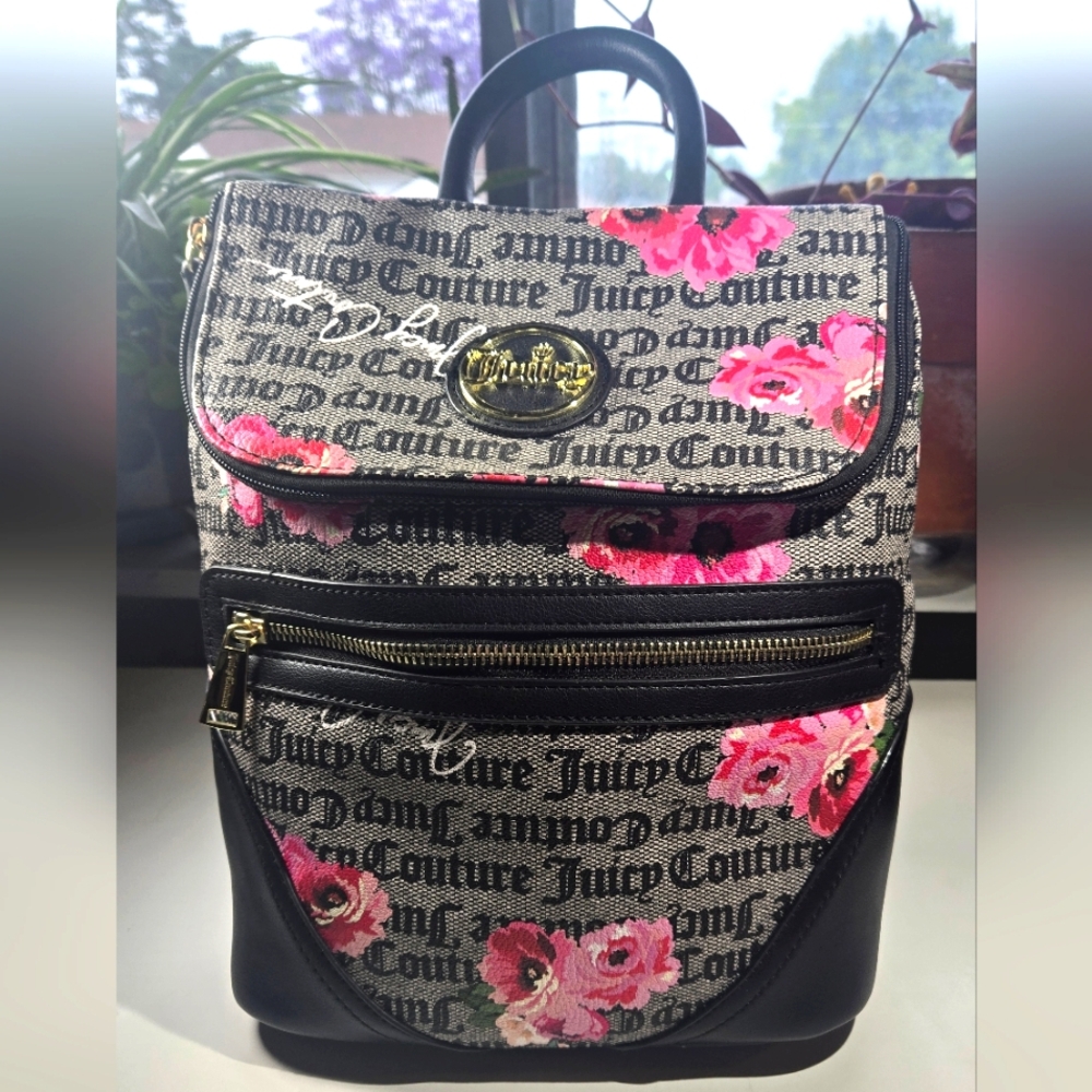 Juicy Couture Pink Roses Backpack Purse